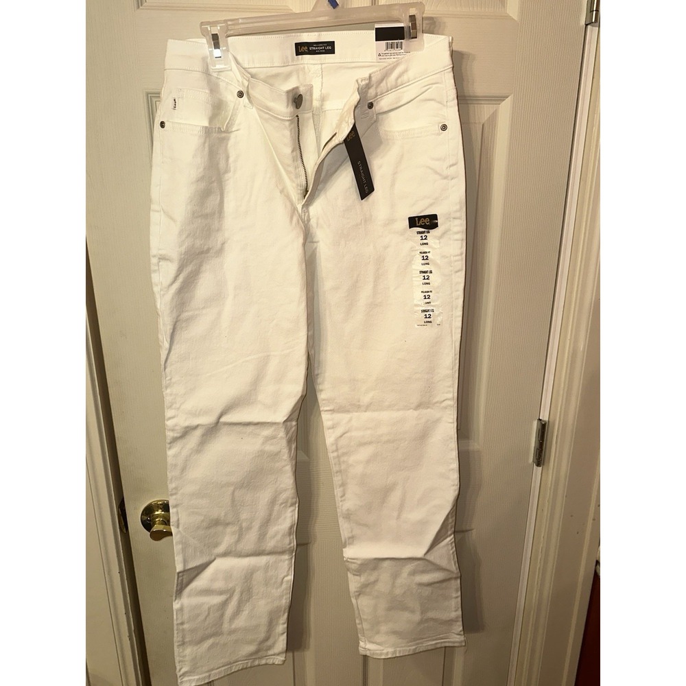 Lee Jeans Women's Straight Leg Relaxed Fit Size 12 White